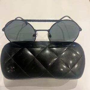 2019 Authentic Chanel Black Metal Round Sunglasses